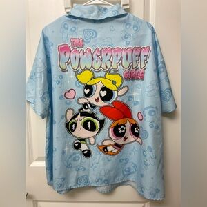 Powerpuff Girls Blue Graphic Button Down Shirt